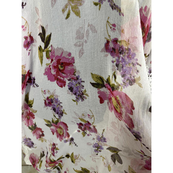 Boho Floral Lace Trim Kimono Cardigan - Picture 4 of 8